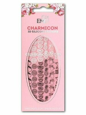 Charmicon 3D Silicone Stickers #46 Tropical Fruits Black/White