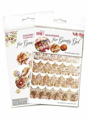 Naildress Slider Design for Gemty Gel Gold Cloth