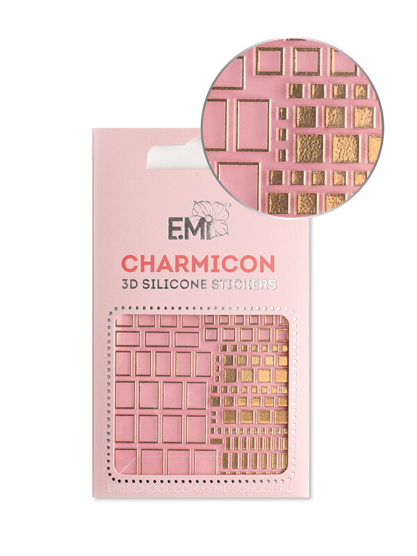 Charmicon 3D Silicone Stickers #158 Squares Gold