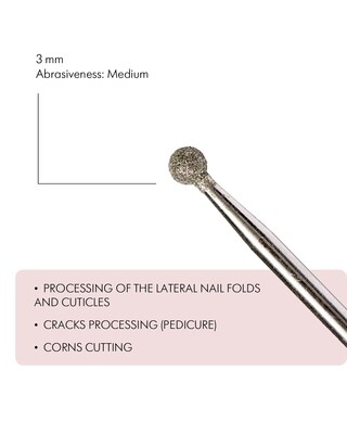 Ball-Shaped Diamond Coated Rotary File, 3 mm, Medium abrasiveness