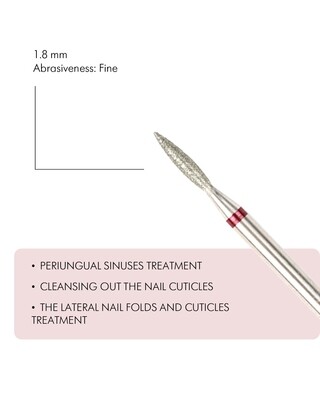 Flame-shaped Diamond Coated Rotary File, 1.8 mm, Fine abrasiveness