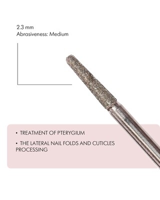 Rounded cone-shaped diamond coated rotary file, 2,3 mm, abrasiveness