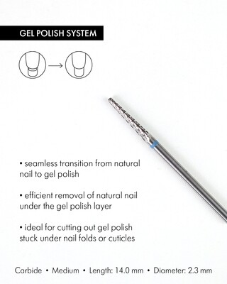 Cone-shaped Carbide Rotary File, 2,3 mm, Medium abrasiveness