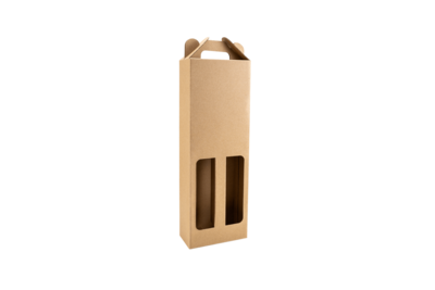 Double Bottle 375/500ml Kraft Carry Pack