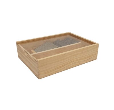 Custom pine wooden box with perspex sliding lid