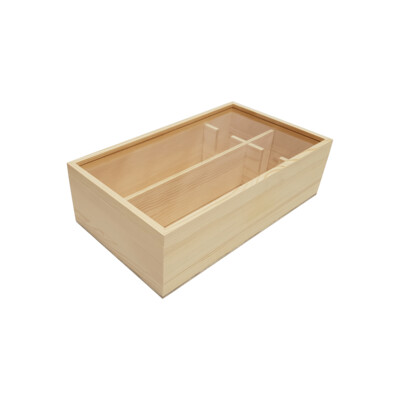Double Bottle Pine Perspex Lid With Removable Dividers