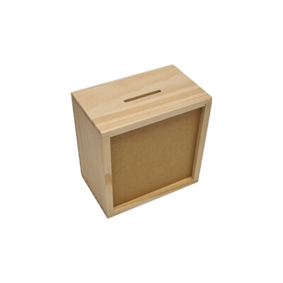 Raw Pine Money Boxes with Clear front and Magnetic Closure