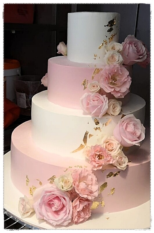 4-Tier Pink &amp; White Wedding