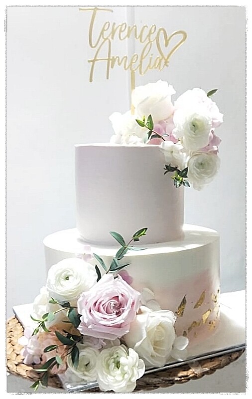 2-Tier White and Pink Wedding