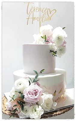 2-Tier White and Pink Wedding