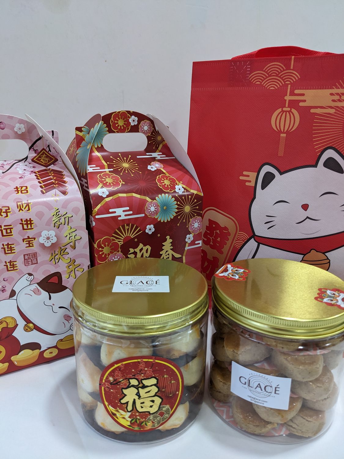CNY Cookies 2 Jars in a Red Cat Bag