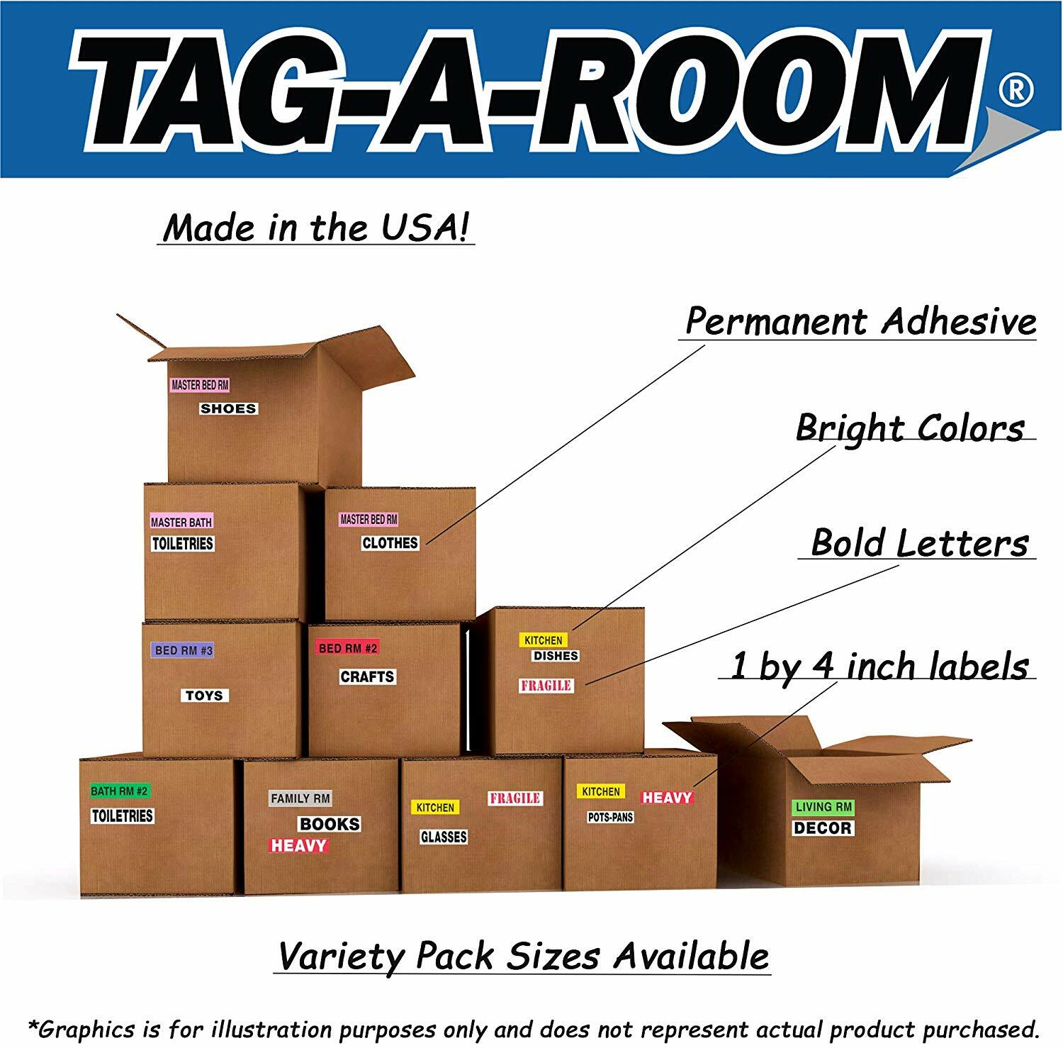 Smart Move Fragile Moving Tape, Home Moving Color Coded Labeling