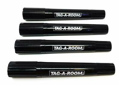 Tag-A-Room Permanent Markers, 4 Black Markers, Twin Tip Fine Point and Chisel Tip
