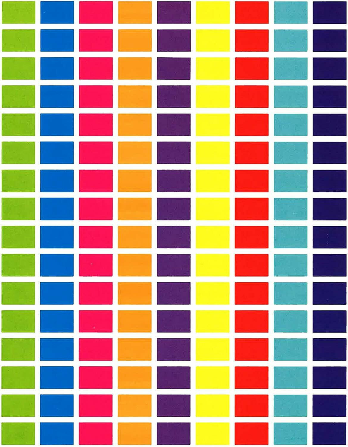 Tag-A-Room 1/2" x 3/4" Rectangle Color Coding Dot Label Stickers, 9 Bright Colors, 8 1/2" x 11" Sheet (2016 Pack)