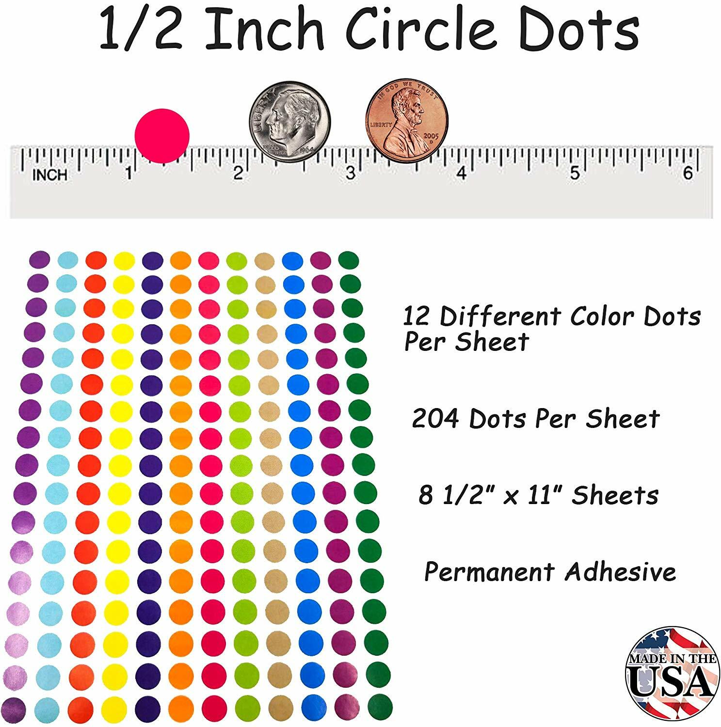 Tag-A-Room 1 Inch Round Color Coding Circle Dot Sticker Labels, 7 Bright  Colors, 8 1/2 x 11 Sheet (1008 Pack)