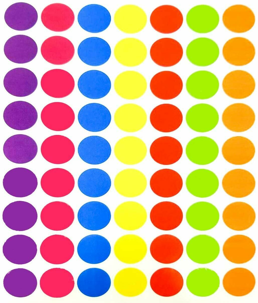 Tag-A-Room 1 Inch Round Color Coding Circle Dot Sticker Labels, 7 Bright Colors, 8 1/2" x 11" Sheet (1008 Pack)