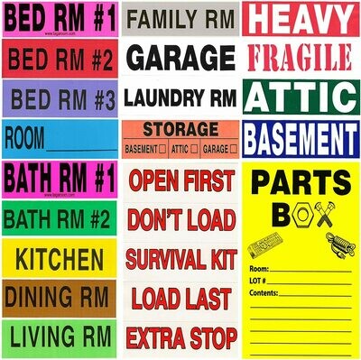 Tag-A-Room Color Coding Home Moving Labels 950 Count with Bonus Parts Box Labels