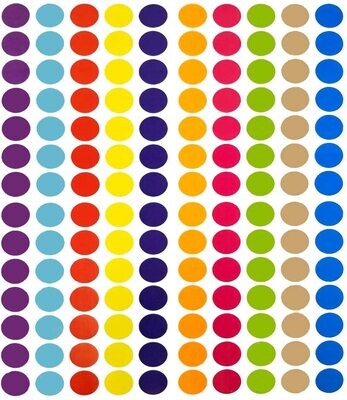 Tag-A-Room 3/4 Inch Round Color Coding Circle Dot Label Stickers, 10 Bright Colors, 8 1/2