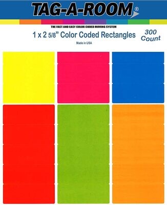 Tag-A-Room 1 x 2 5/8 Inch Rectangle Color Coding Mailing Address Labels, 6 Bright Colors, 8 1/2