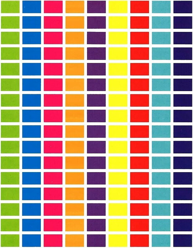 Tag-A-Room 1/2&quot; x 3/4&quot; Rectangle Color Coding Dot Sticker Labels, 9 Bright Colors, 8 1/2&quot; x 11&quot; Sheet
