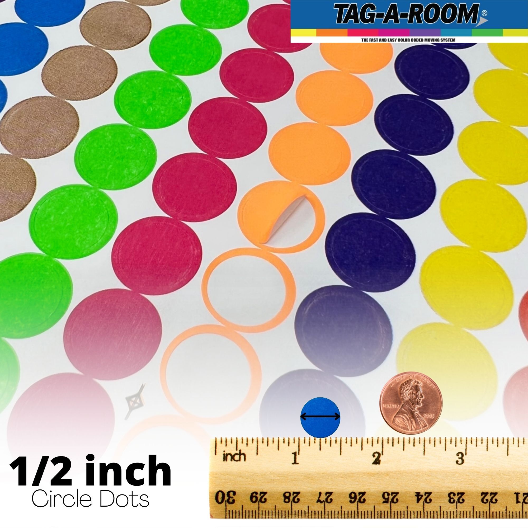 Tag-A-Room 1 Inch Round Color Coding Circle Dot Sticker Labels, 7 Bright  Colors, 8 1/2 x 11 Sheet (1008 Pack)