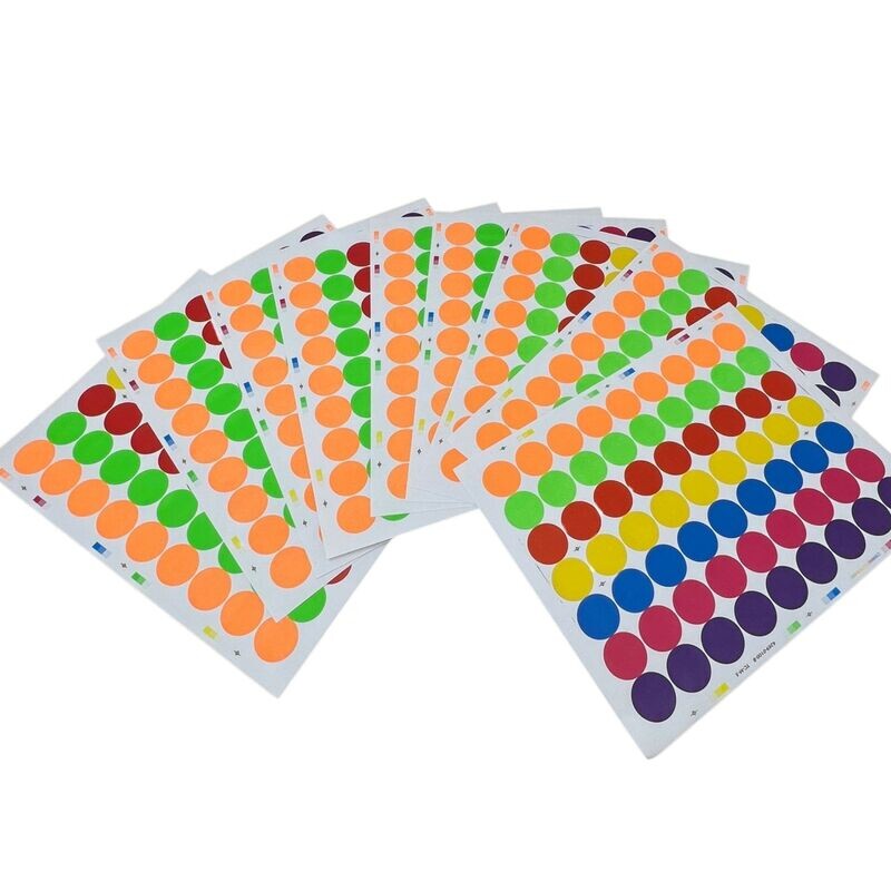 Tag-A-Room 1 Inch Round Color Coding Circle Dot Label Stickers, 7 Bright Colors, 8 1/2&quot; x 11&quot; Sheet