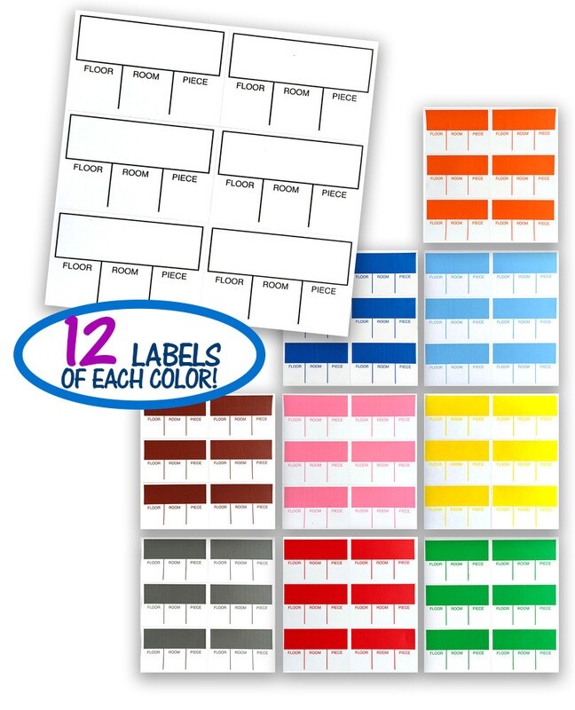 Color Coded Furniture Labels, Moving Supplies Stickers 120 Count