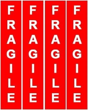 Vertical Fragile Labels - 50 Count