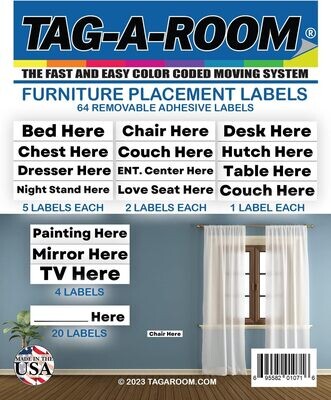 Furniture Placement Moving Label Stickers 64 Count