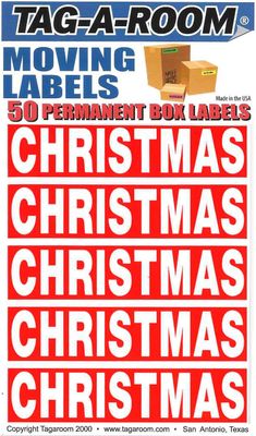 Christmas Color Coded Moving Labels (50 Count)