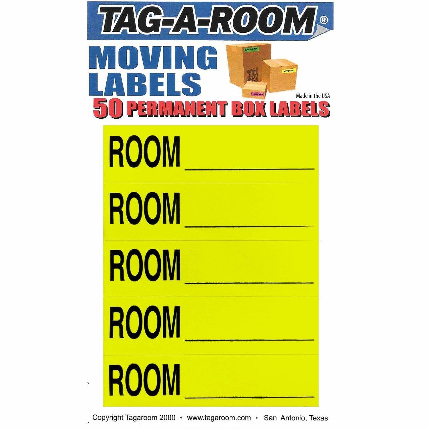 Color Coded Home Moving Box Labels (Room Blank Yellow)