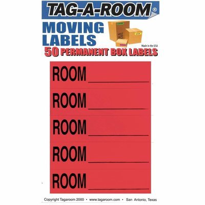Color Coded Moving Box Labels (Room Blank Red)