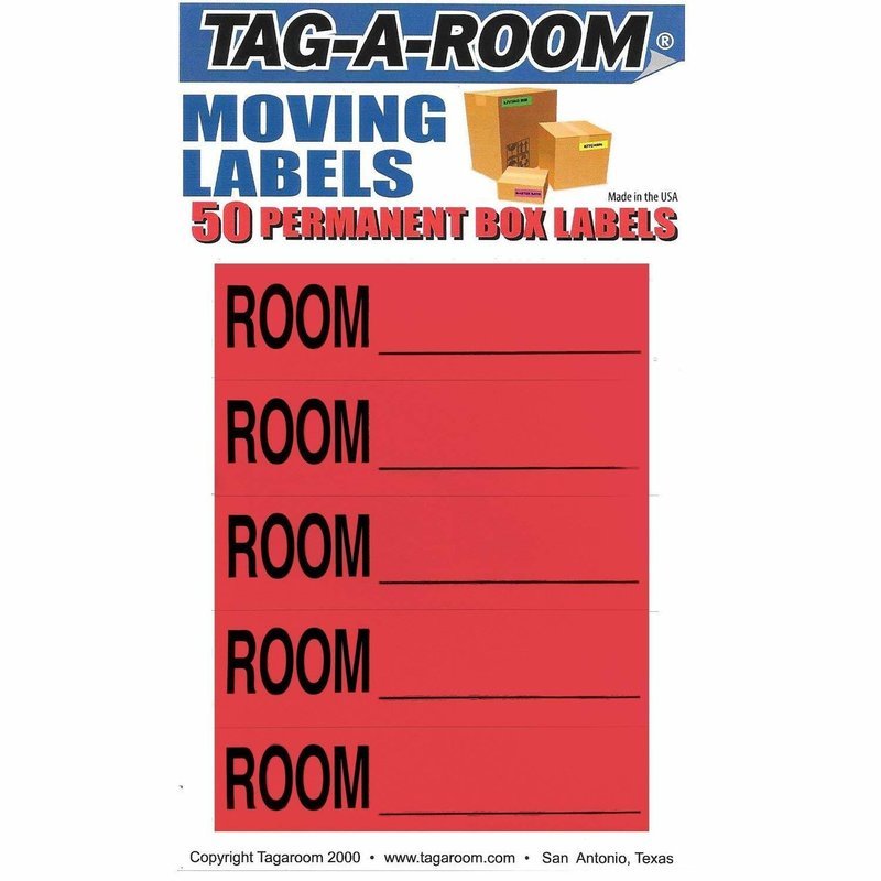 Color Coded Moving Box Labels (Room Blank Red)