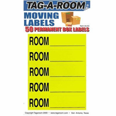 Color Coded Home Moving Box Labels (Room Blank Yellow)