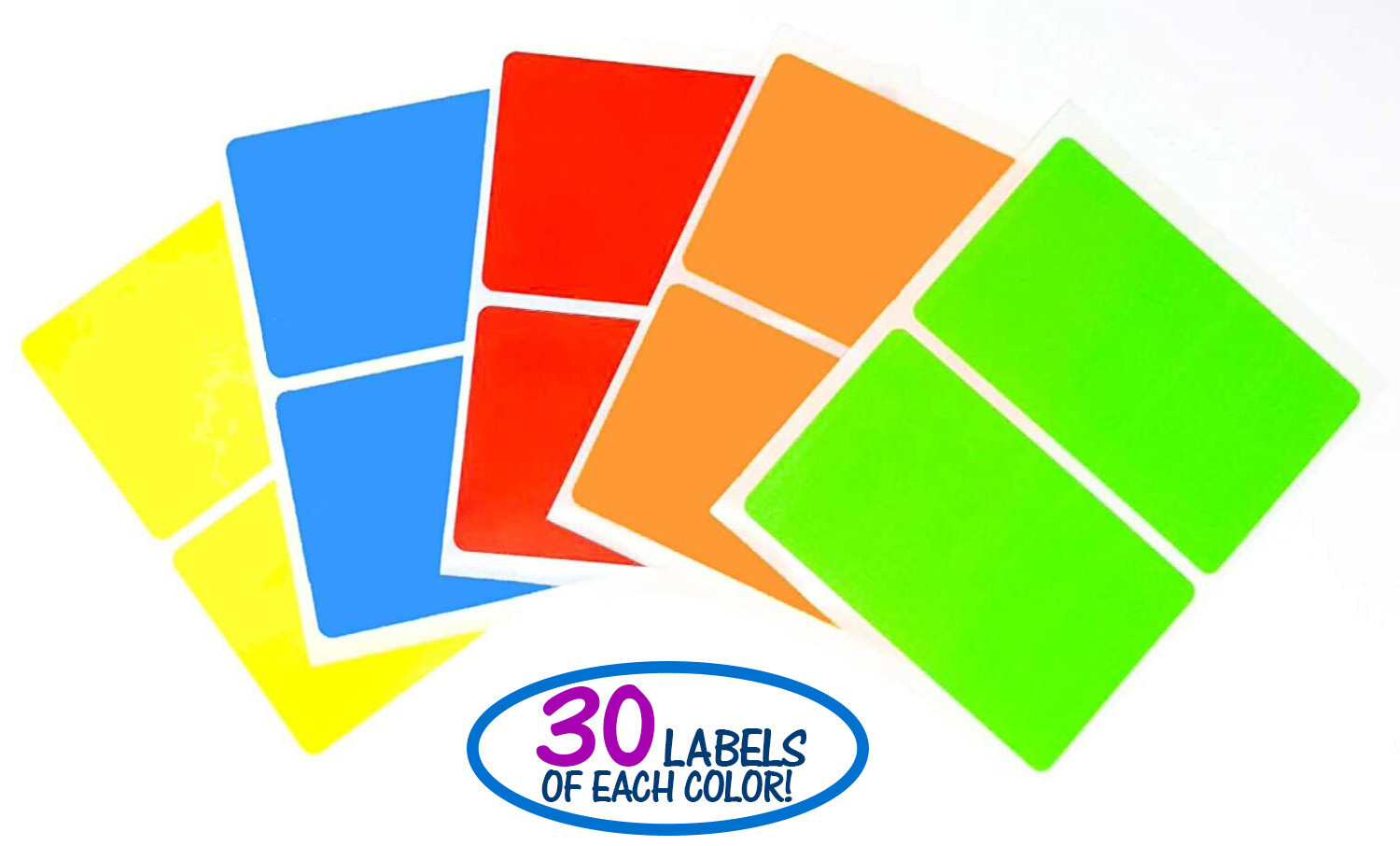 Color Coded Labels 2" x 3.5" Stickers, 150 Count - 5 Colors