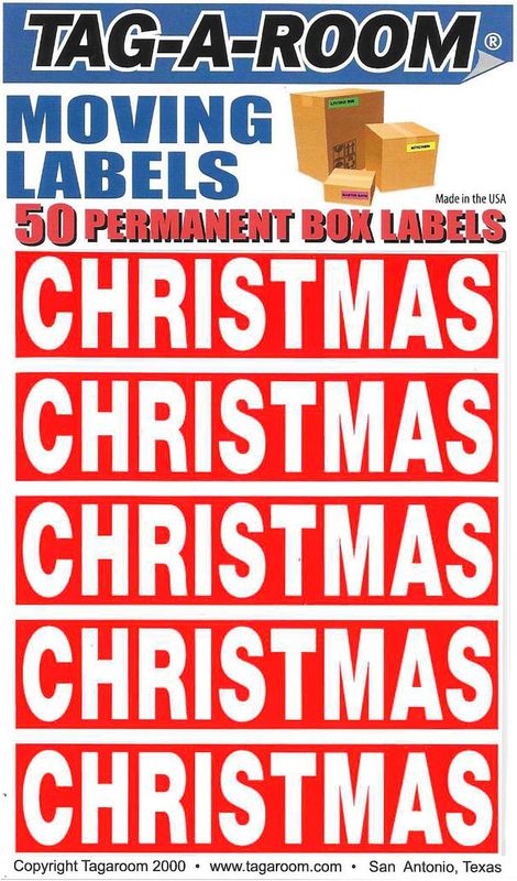 Christmas Color Coded Moving Labels (50 Count)