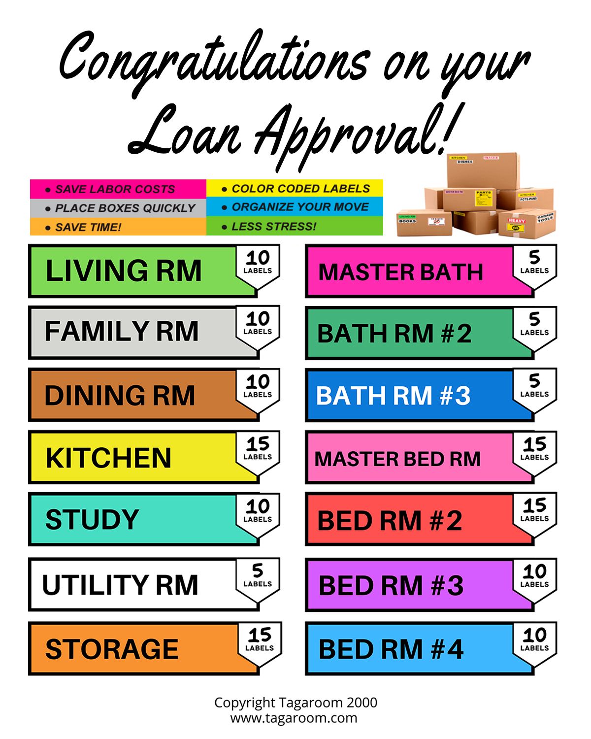 25 Moving Label Packs