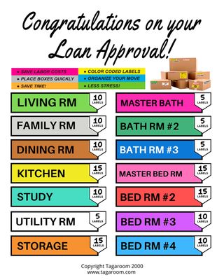 25 Moving Label Packs