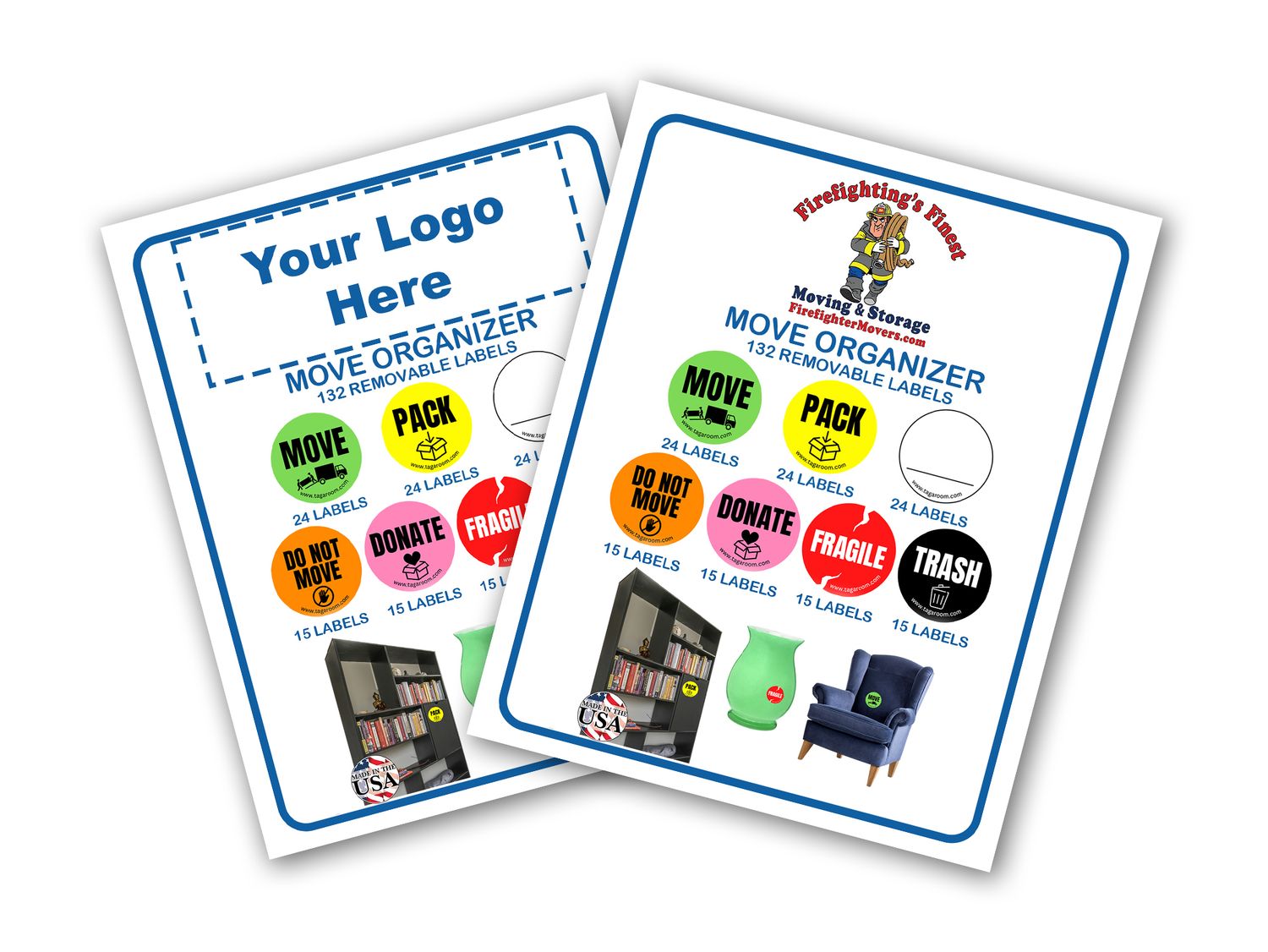 25 Custom Branded Organizer Label Packs