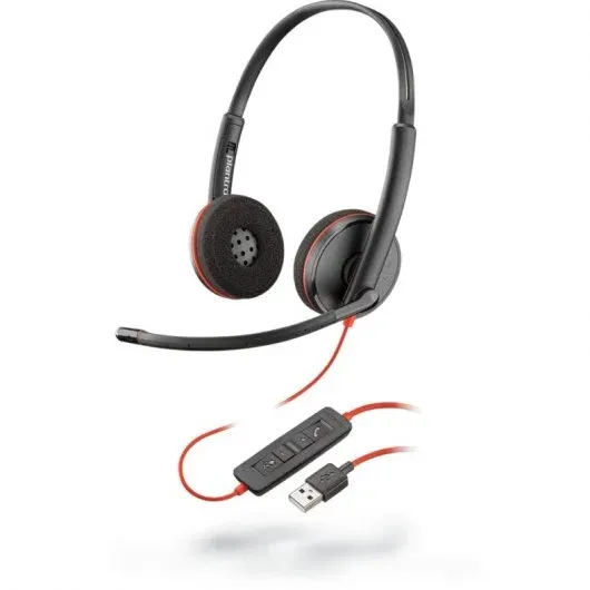 Plantronics Blackwire C3220 USB-A Auriculares con Microfono - Almohadillas Acolchadas - Controles en Cable - Color Negro