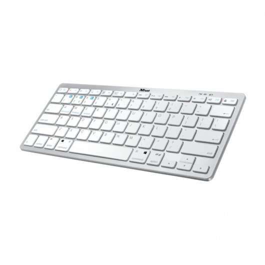 Trust Nado Teclado Inalambrico Bluetooth - 12 Teclas Multimedia - Hasta Tres Dispositivos - Ultrafino - Color Blanco