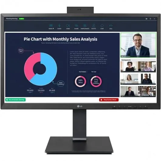 LG Monitor LED 23.8" LED IPS FullHD 1080p 75Hz - Respuesta 5ms - Ajustable en Altura, Giratorio e Inclinable - Webcam y Altavoces Incorporados - 16:9 - USB-C, HDMI, DisplayPort