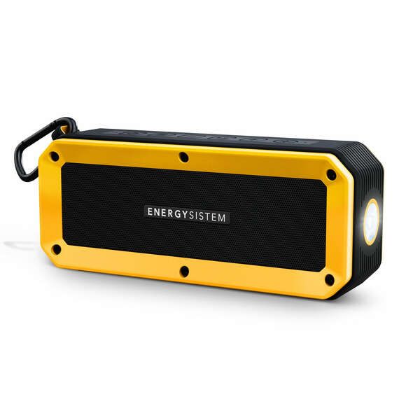 Energy Sistem Caja de Musica - 10W - Bluetooth - Soporte para Bicicleta - MicroSD - Radio FM - Resisente al Agua - Linterna - Color Amarillo
