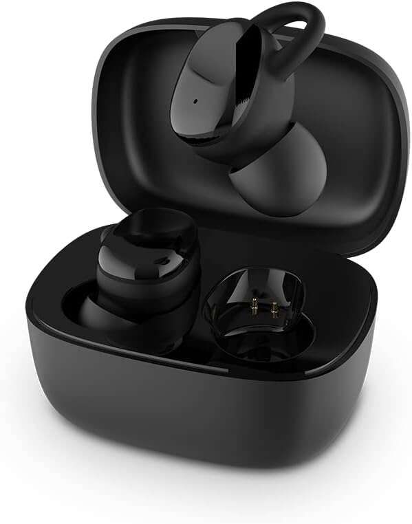SPC Auriculares Inalambricos Ether Sport - Diseño Ergonomico - Resistencia IPX7 al Agua - Funcion Manos Libres y Asistentes de Voz - Control Tactil y Modo Gaming - Estuche de Carga Compacto - Color Negro