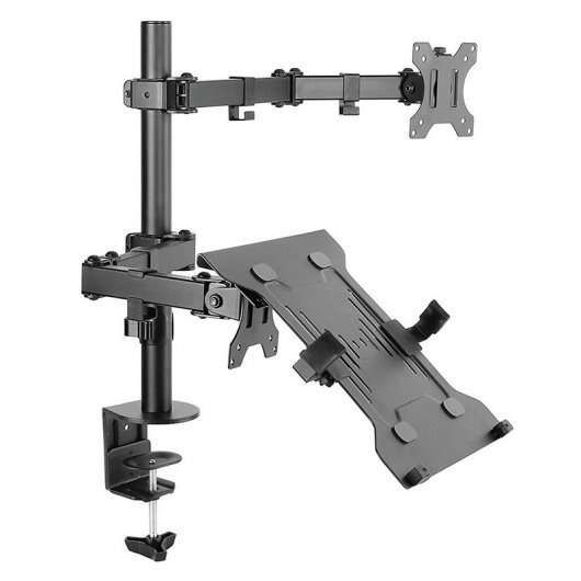 Equip Soporte de Mesa con Brazos Articulados para 2 Monitores 13"/32" o Monitor y Portatil - Gestion de Cables - Peso Max 16kg - VESA 100X100mm
