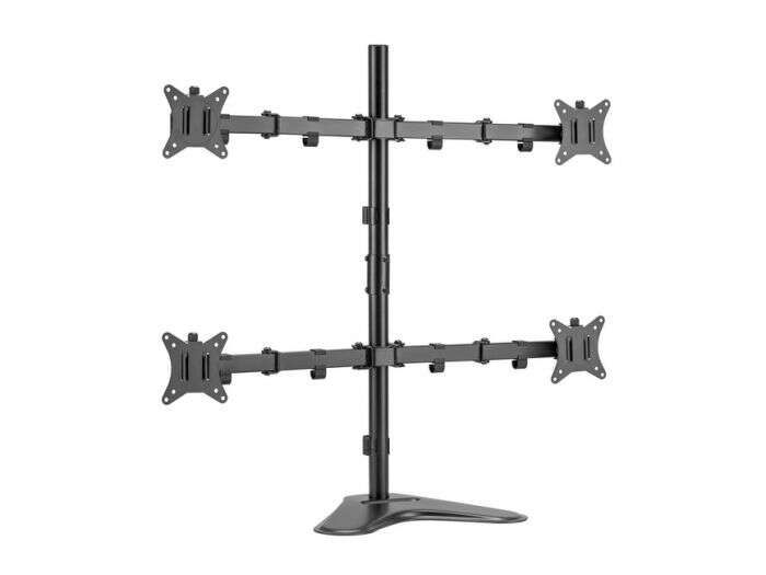 Equip Soporte de Mesa con Base y Brazos Articulados para 4 Monitores de 17"-32" - Giratorio e Inclinable - Gestion de Cables - Peso Max 9kg x Brazo - VESA Max 100x100mm