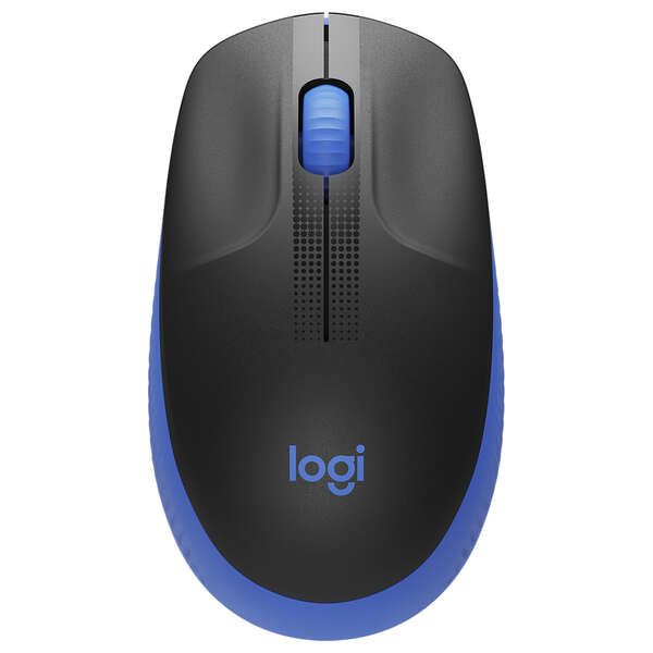 Logitech M190 Full Size Raton Inalambrico USB 1000dpi - 3 Botones - Gran Tamaño - Uso Ambidiestro - Color Negro/Azul