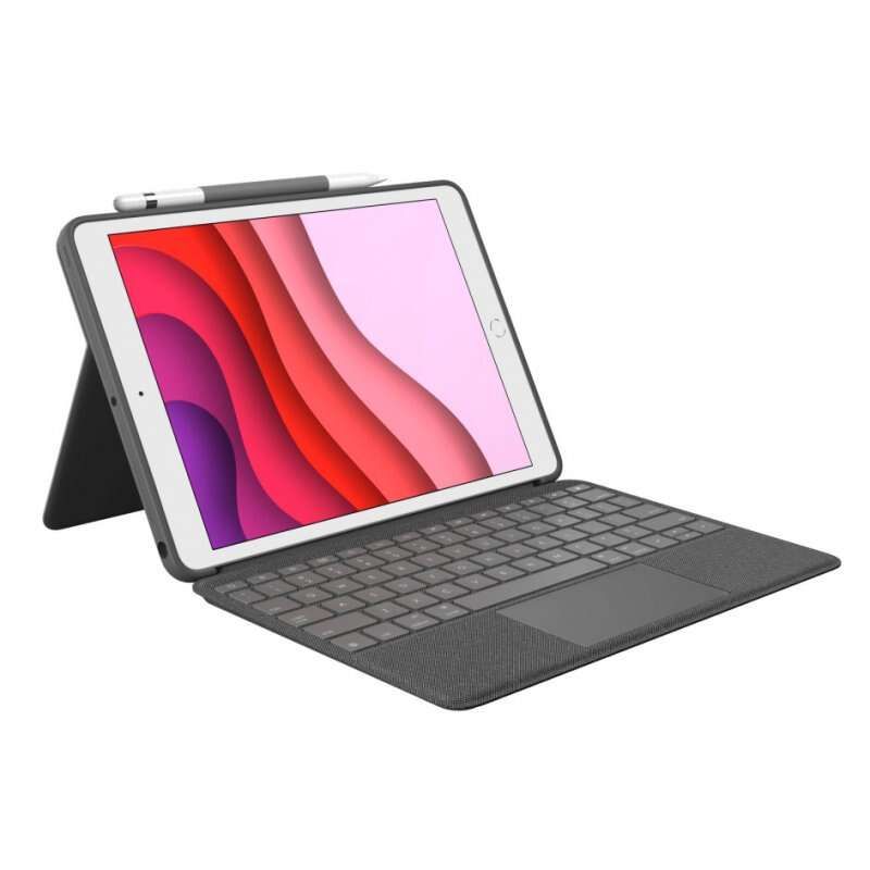 Logitech Combo Touch Funda con Teclado Retroiluminado Inalambrico para iPad 7ª y 8ª Generacion 10.2" - Trackpad - Escritura, Visualizacion, Dibujo y Lectura - Color Gris