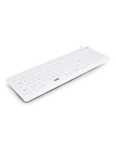 Urban Factory AKB69UF Teclado USB - IP68 -  Antibacteriano - Cable de 0.50m - Color Blanco