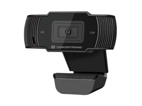 Conceptronic Webcam HD 720p USB 2.0 - Microfono Integrado - Enfoque Fijo - Cubierta de Privacidad - Angulo de Vision 68º - Cable de 1.50m - Color Negro